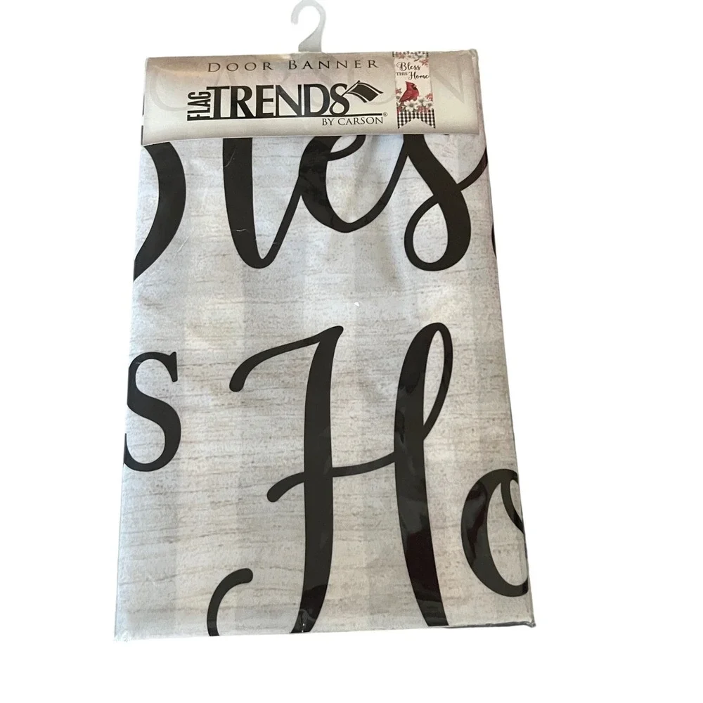 Flagtrends‎ by Carson Door Banner Bless This Home Cardinal Floral Buffalo Check
